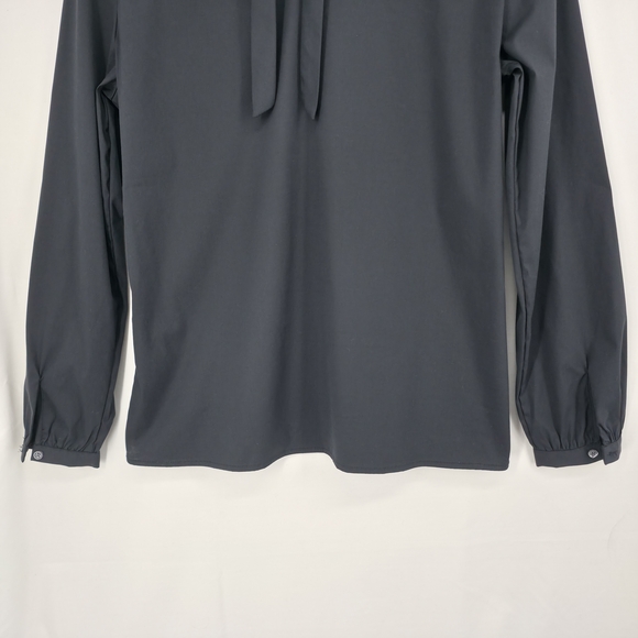 J. McLaughlin Elodie Blouse Black Size M NWT $158 Mock Neck Top Quiet Luxury - Picture 12 of 16